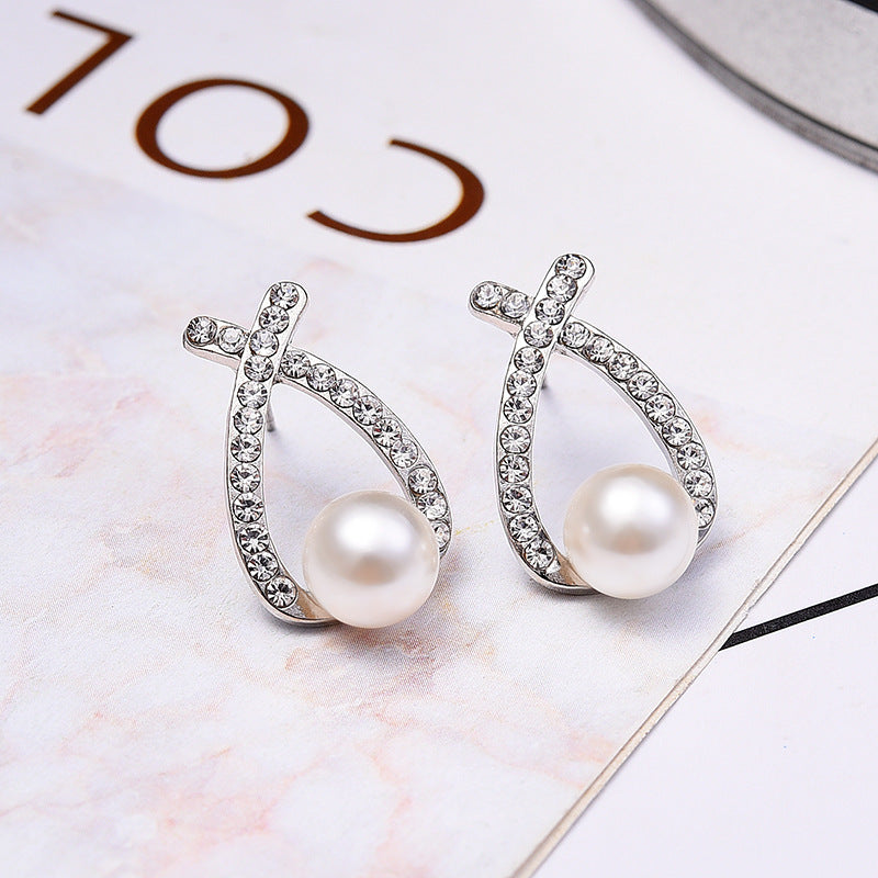 Summer Women's Earrings 925 Silver Needle Pearl Earrings