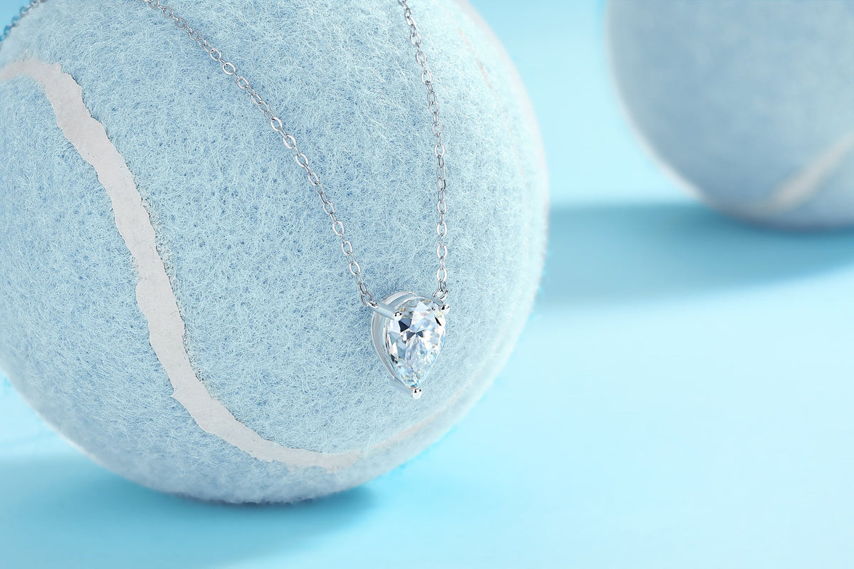1Water Drop - Fashionable Jewelry Pendant Set With Moissanite S925 Sterling Silver And Platinum-plated Diamond, Moissanite Silver Jewelry Prohibit Tk Sales