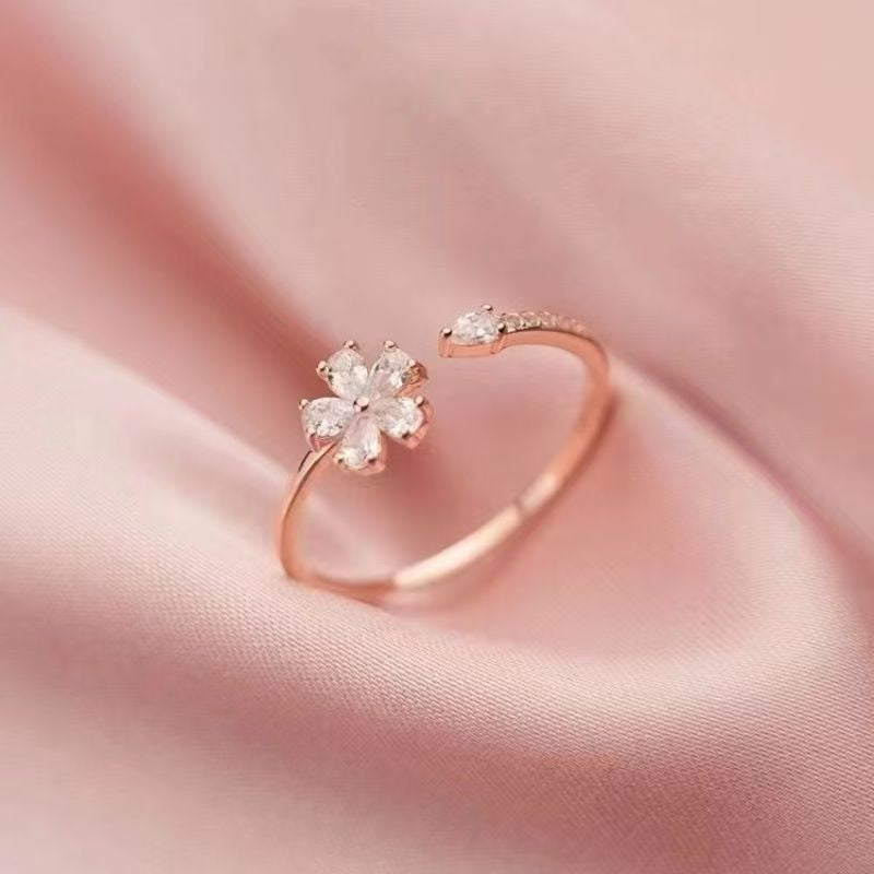 Five-petal Flower Korean Style Silver Ring