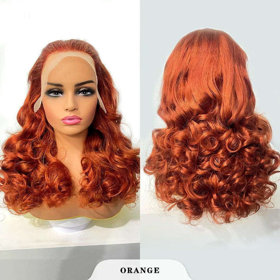 100% Malaysia Hair Bouncy Curly Wigs 250 Density Ombre Double Drawn Hair Glueless Wigs 100% Human Hair 13x4 HD Lace Frontal Wigs