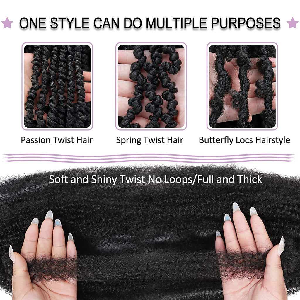 22 Inch Soft Springy Afro Twist Hair Pre-Separated Spring TwistFor Soft Faux Locs Crochet Synthetic Hair Extensio Syntheticwigs N For Women Curly Hair Wig Ready To Wear 3in1 Half WigSynthetic Wigs
