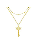 Serpentine Key Double Layered Necklace