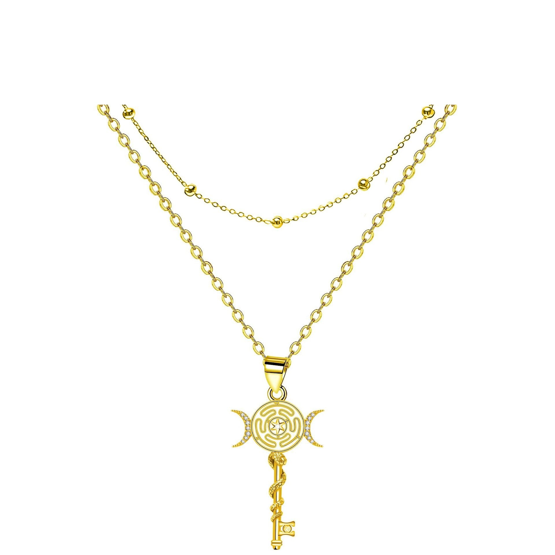 Serpentine Key Double Layered Necklace
